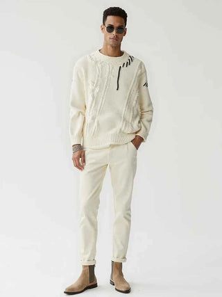 Struktur Pullover Herren - Cecile LavelleCremeweiß