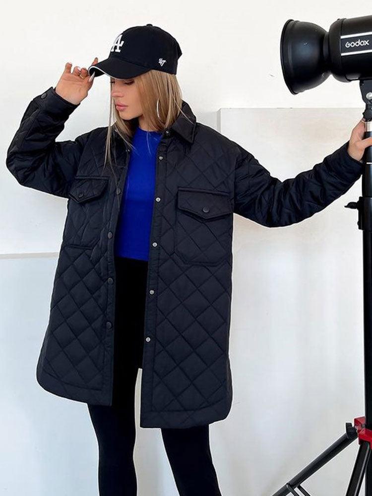 Adjustable Quilted Coat Women Modern