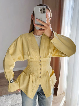 Taillierte Hemdbluse mit Knopfleiste Elegant - Cecile LavelleBraun