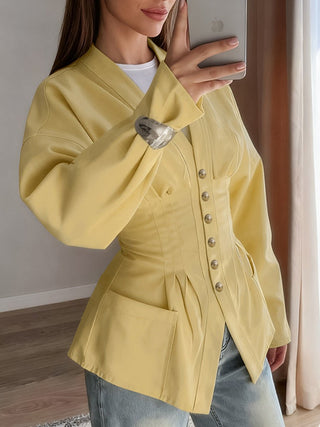Taillierte Hemdbluse mit Knopfleiste Elegant - Cecile LavelleBraun