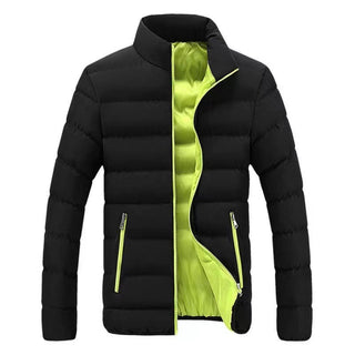 Thermojacke Herren Stepp Hoher Kragen in Schwarz-Grün