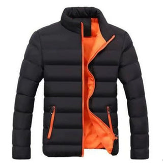 Thermojacke Herren Stepp Hoher Kragen in Schwarz-Orange