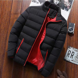 Thermojacke Herren Stepp Hoher Kragen in Schwarz-Rot