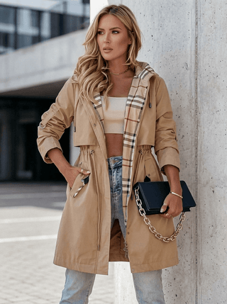 Trenchcoat Damen Khaki mit Kapuze - Cecile LavelleKhaki