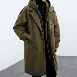 Trenchcoat Herren Lang Mit Kapuze in Armeegrün