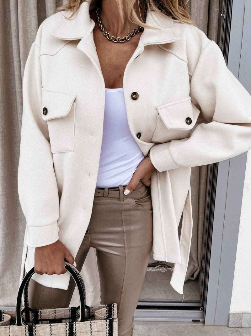 Transitional coat with classic lapel collar