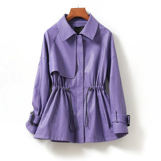 Übergangsjacke Damen aus Leder mit Taillenzug - Cecile LavelleLila