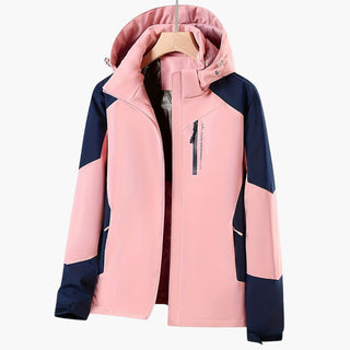 Outdoorjacke Damen Colorblock mit Kapuze  in Rosa