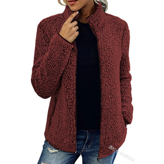 Übergangsjacke Damen Mit Hohem Kragen in Bordeaux