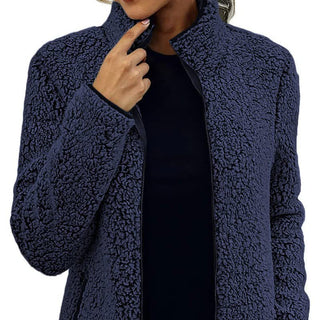 Übergangsjacke Damen Mit Hohem Kragen in Dunkelblau