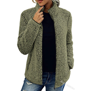 Übergangsjacke Damen Mit Hohem Kragen in Olivgrün