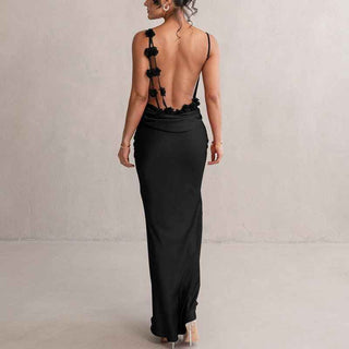 Amélie – Rückenfreies Maxikleid mit floraler Verzierung