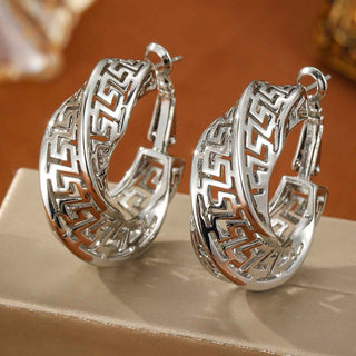 Valeria – Luxuriöse Creolen mit geometrischem Muster in Gold oder Silber - Cecile LavelleSilber