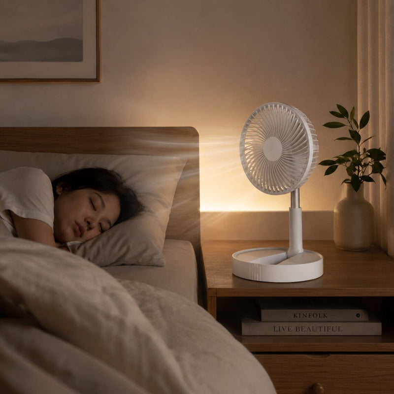 Ventilator klappbar mit Akku als Tisch & Standventilator