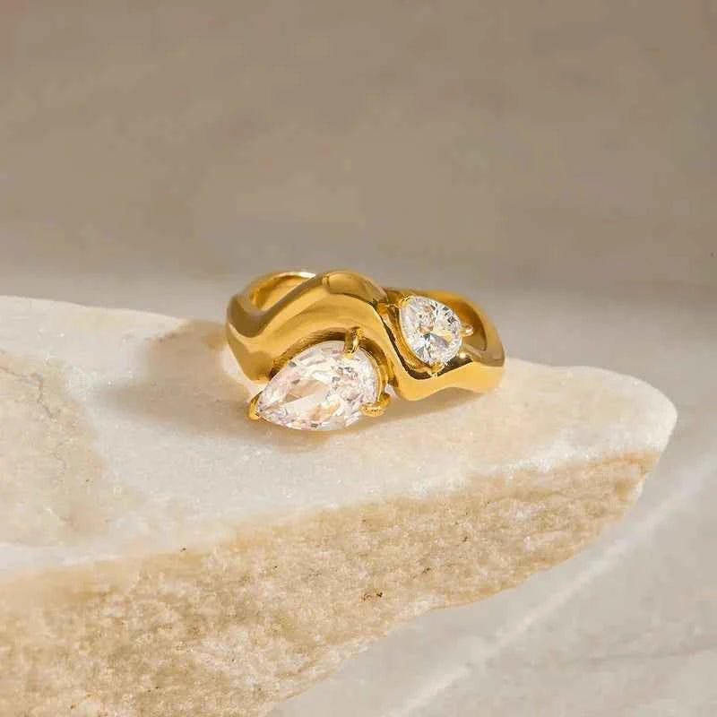 Gold Teardrop Engagement Ring