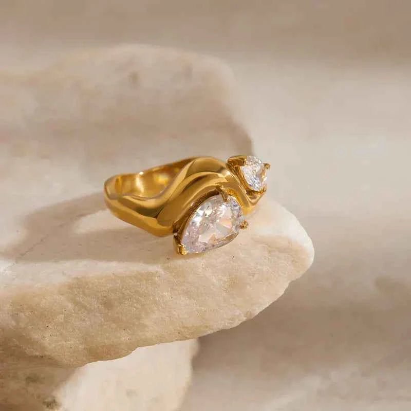 Gold Teardrop Engagement Ring