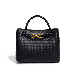 vivienne – geflochtene shopper bag mit gold - detail & strukturgriff - Cecile LavelleSchwarz