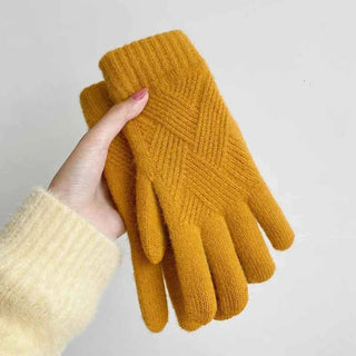 Warme Strickhandschuhe Damen - Cecile LavelleGelb