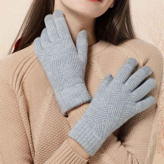 Warme Strickhandschuhe Damen - Cecile LavelleHellgrau