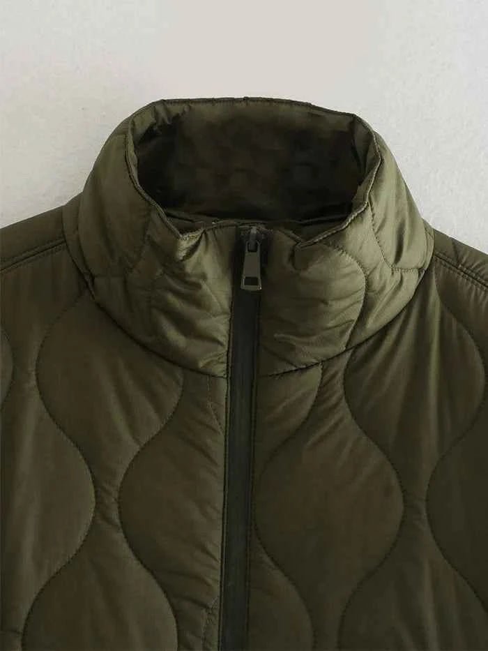 Oversized Quilted Jacket with Stand-Up Collar