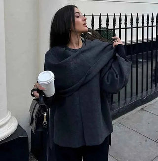 Weich fallender Poncho mit Oversize - Schnitt - Cecile LavelleBraun