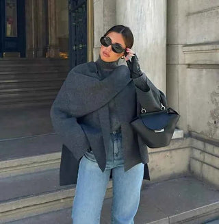 Weich fallender Poncho mit Oversize - Schnitt - Cecile LavelleBraun