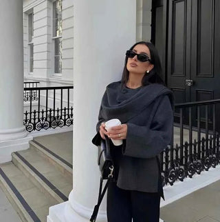 Weich fallender Poncho mit Oversize - Schnitt - Cecile LavelleBraun