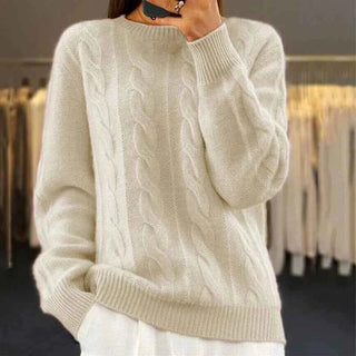 Weit geschnittener Pullover mit Zopfmuster - Cecile LavelleBeige