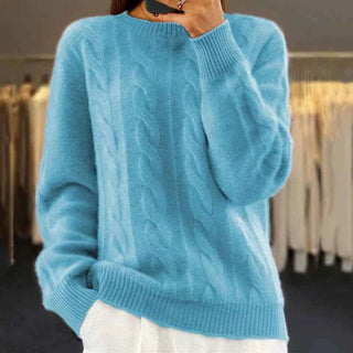 Weit geschnittener Pullover mit Zopfmuster - Cecile LavelleHellblau