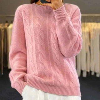 Weit geschnittener Pullover mit Zopfmuster - Cecile LavelleHellrosa