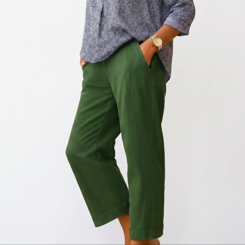 Wide-Leg Women's Summer Pants with Elastic Waistband