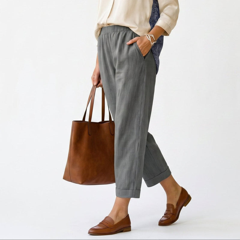 Wide-Leg Women's Summer Pants with Elastic Waistband