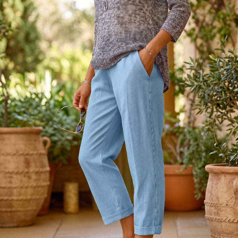 Wide-Leg Women's Summer Pants with Elastic Waistband