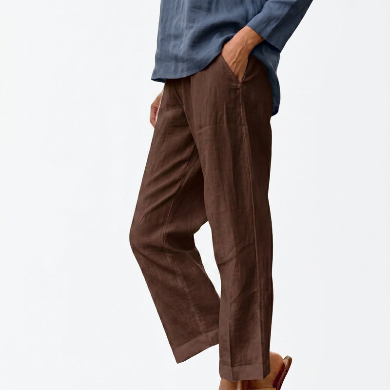 Wide-Leg Women's Summer Pants with Elastic Waistband