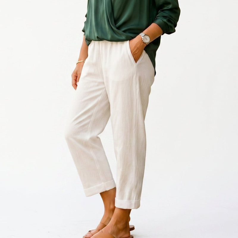 Wide-Leg Women's Summer Pants with Elastic Waistband