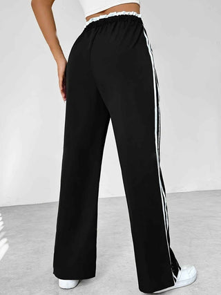 Weite Hose mit Streifen - Cecile LavelleSchwarz