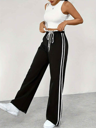 Weite Hose mit Streifen - Cecile LavelleSchwarz