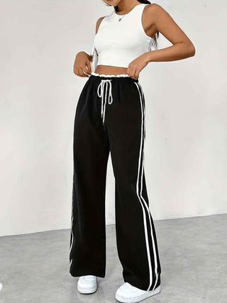 Weite Hose mit Streifen - Cecile LavelleSchwarz