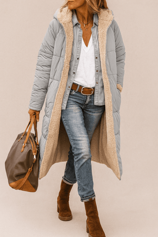 Wendemantel Damen Lang in Silber