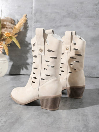 Western Stiefeletten Cutout Absatz - Cecile LavelleCreme
