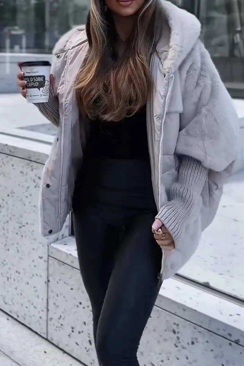 Oversized vinterjacka med teddyfoder för damer