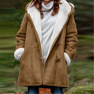 Winterjacke Damen Kapuze in Braun