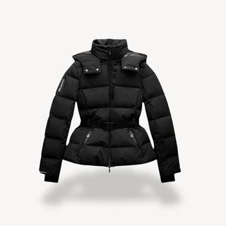 Winterjacke Damen Puffer mit Gürtel und Kapuze - Cecile LavelleSchwarz