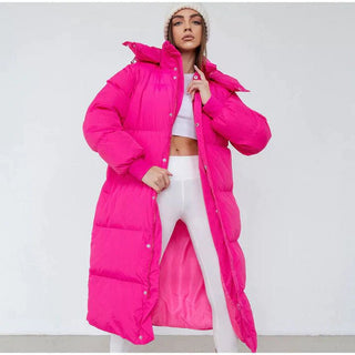 Wintermantel Damen Puffer Lang mit Kapuze - Cecile LavelleRosa