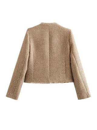 Taillierter Bouclé-Blazer mit Goldknöpfen