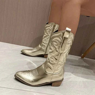 Metallic-Stiefel mit Westernschnitt