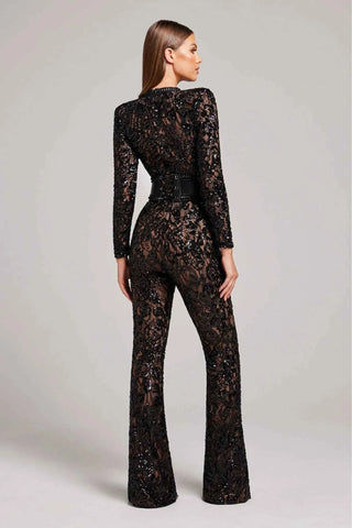 Langärmliger Spitzen Jumpsuit