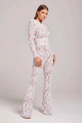 Langärmliger Spitzen Jumpsuit
