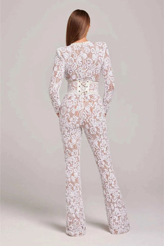 Langärmliger Spitzen Jumpsuit