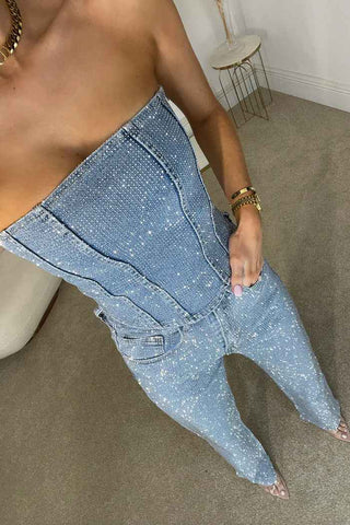 Glamour-Jumpsuit mit schimmernder Spitze